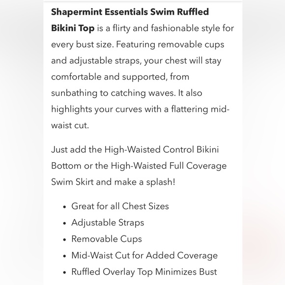 New Shapermint Ruffle Bikini Top Small - Picture 6 of 6